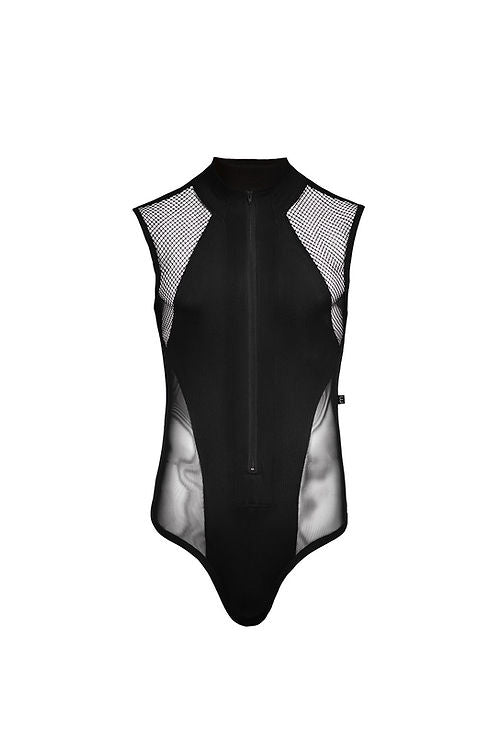 Body sleeveless with zipper in black