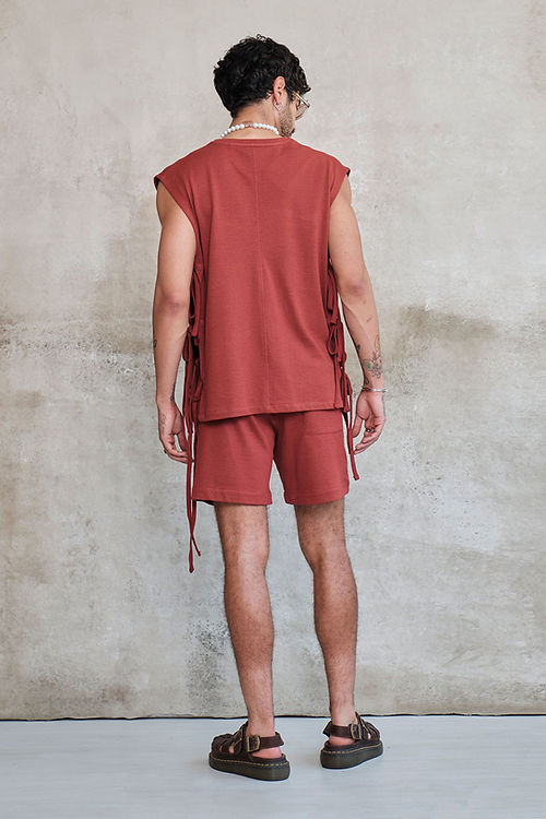 Terracotta lace smock t-shirt