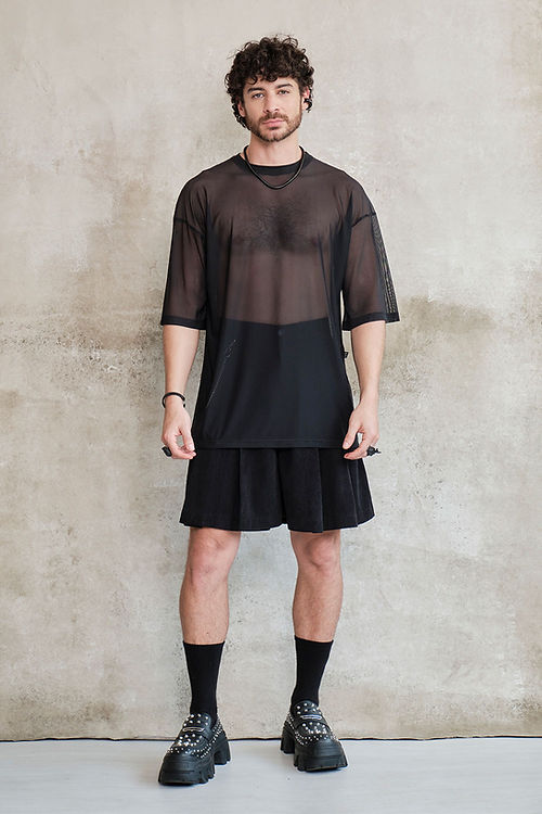 Black transparent oversized boxy fit t-shirt