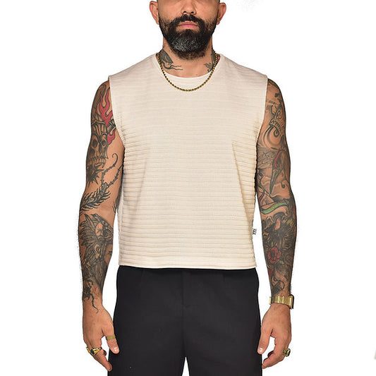 Crop top sleeveless t-shirt beige