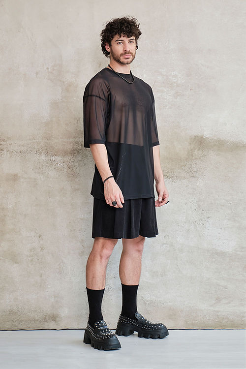 Black transparent oversized boxy fit t-shirt