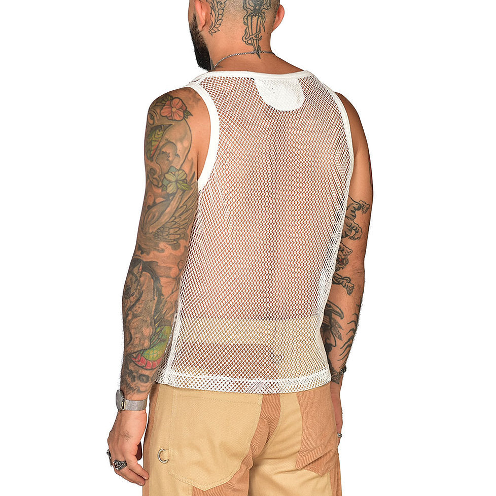 Ivory white mesh tank top