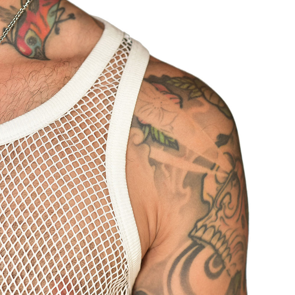 Ivory white mesh tank top