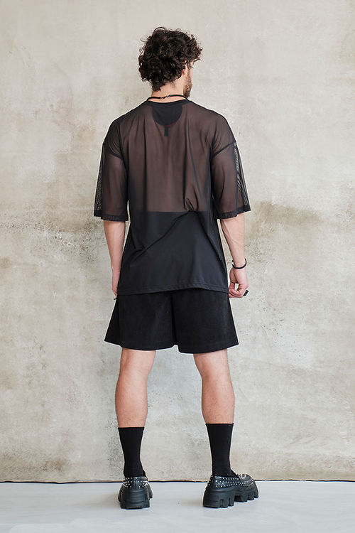 Black transparent oversized boxy fit t-shirt