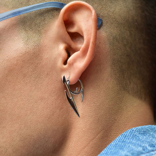 Silver knife earring