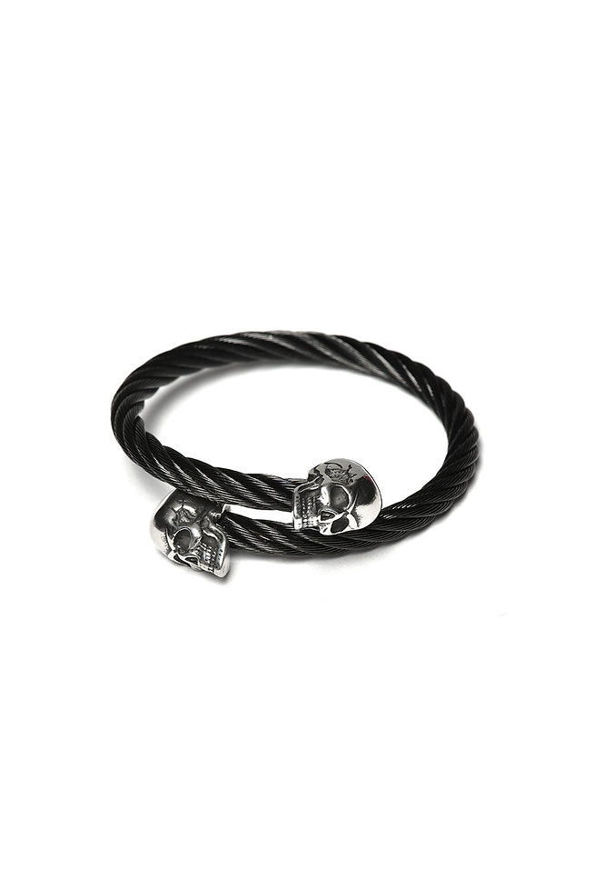 Skull bangle twisted in black