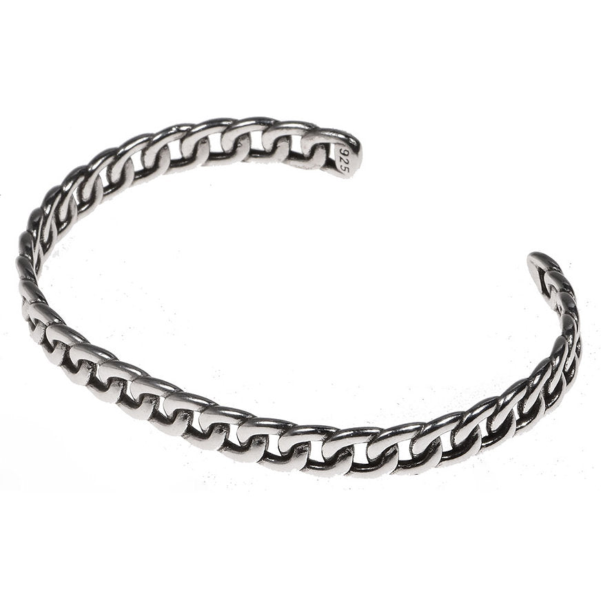 silver cuban bangle