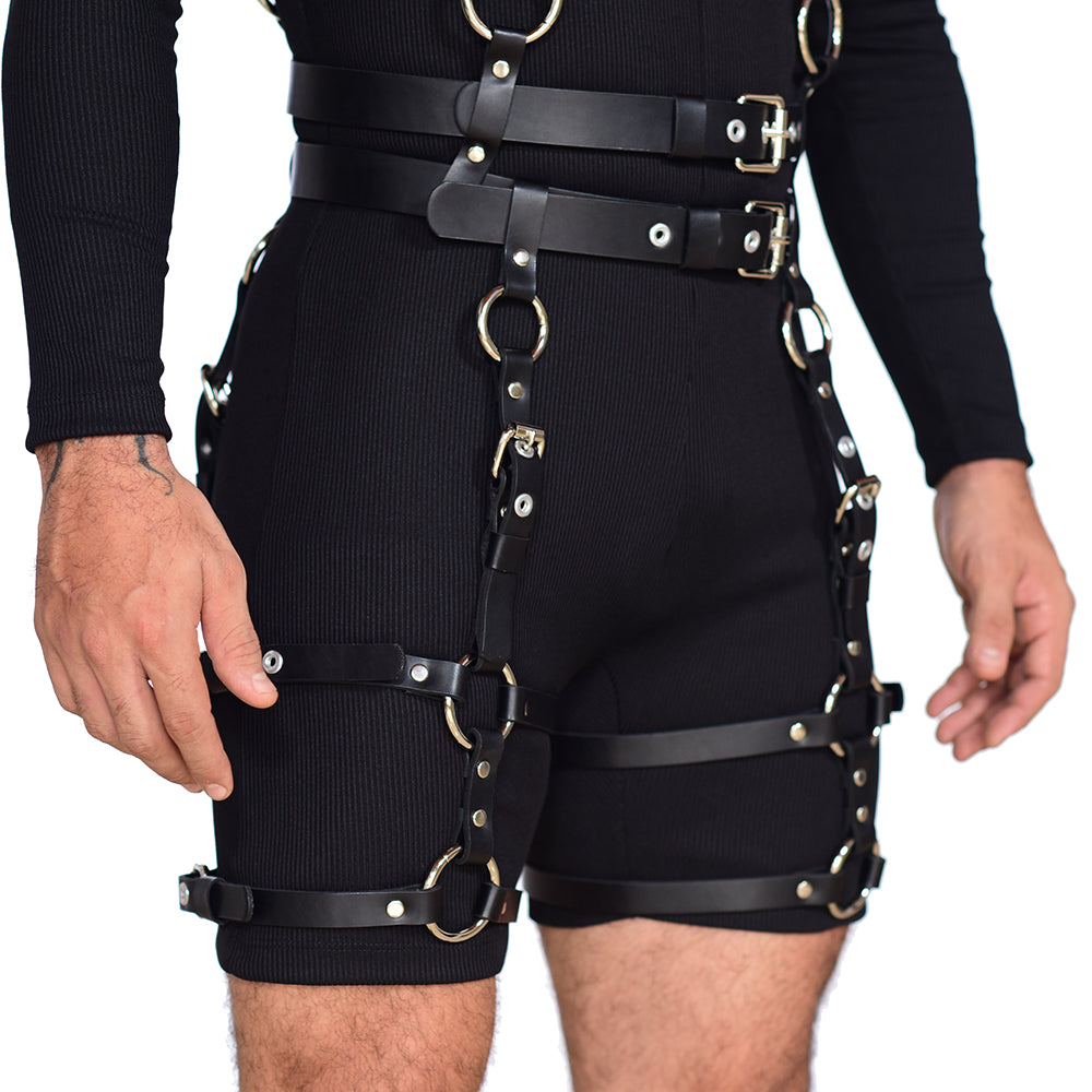 Mens leather leg clearance harness