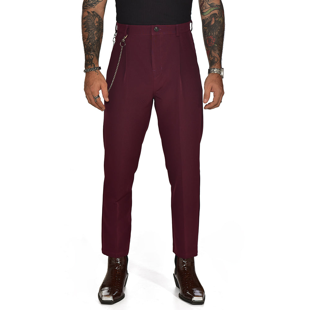 Baggy pants with  burgundy presses