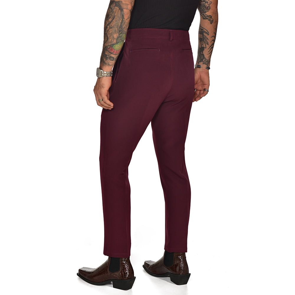 Baggy pants with  burgundy presses