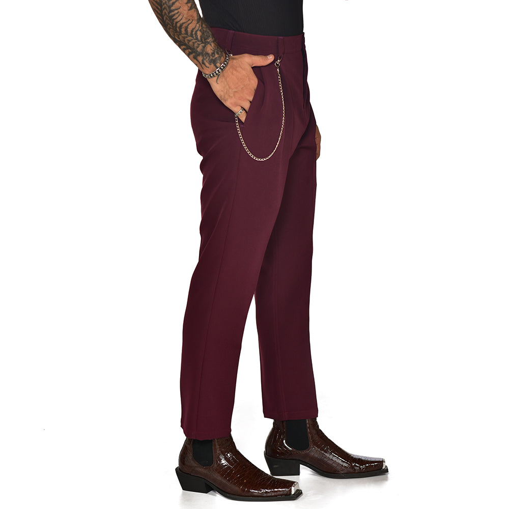 Baggy pants with  burgundy presses