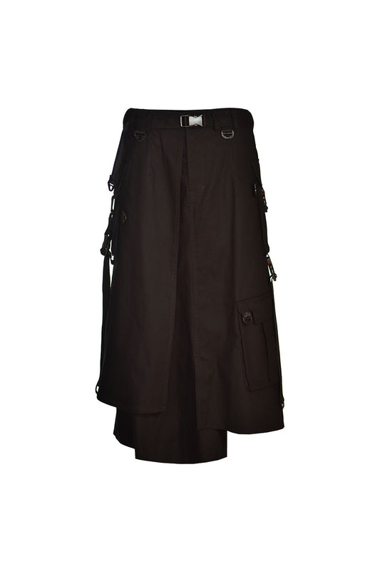 Black cargo techwear skirt