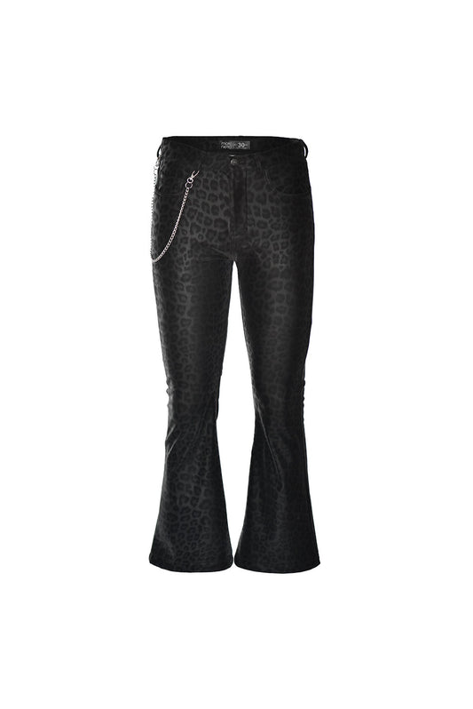 Leopard velvet flared pants