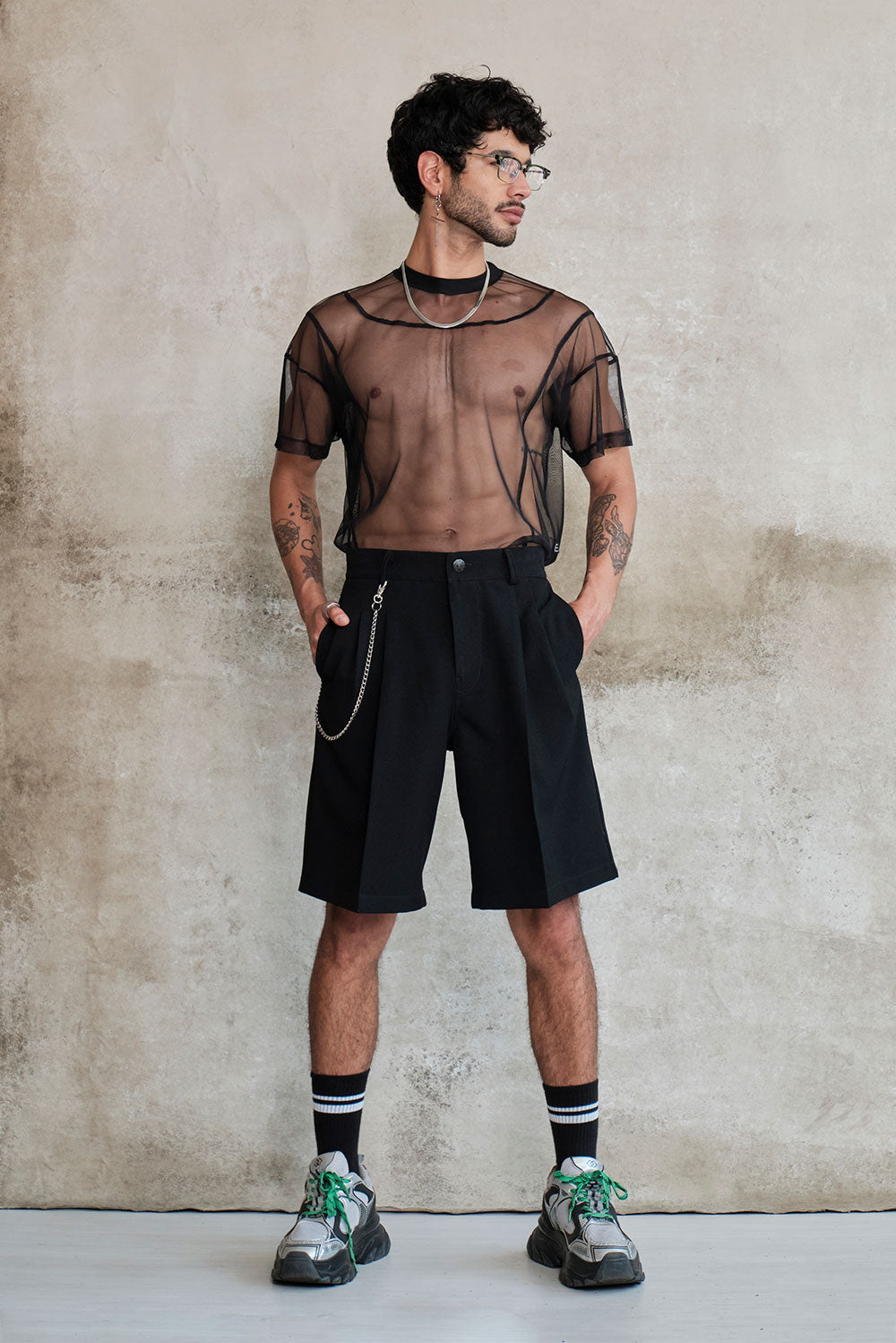 Oversized black transparent cuts t-shirt