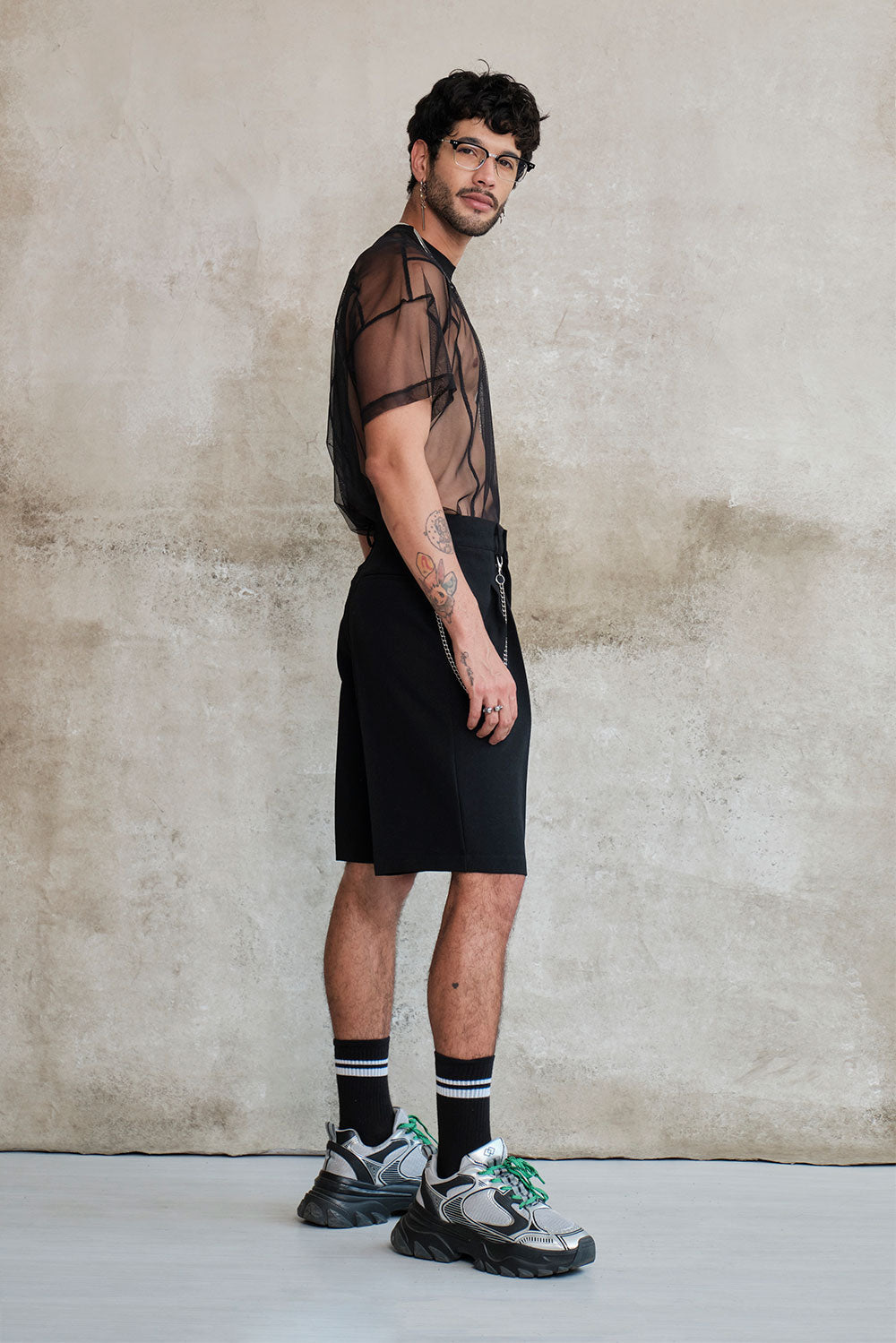 Oversized black transparent cuts t-shirt